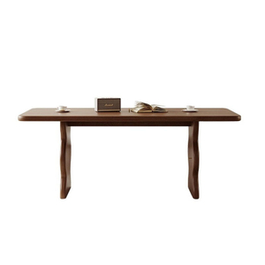 Mesa de jantar estilo retrô francês, casa retangular, madeira sólida, conjunto de cadeiras, mesa de jantar comercial