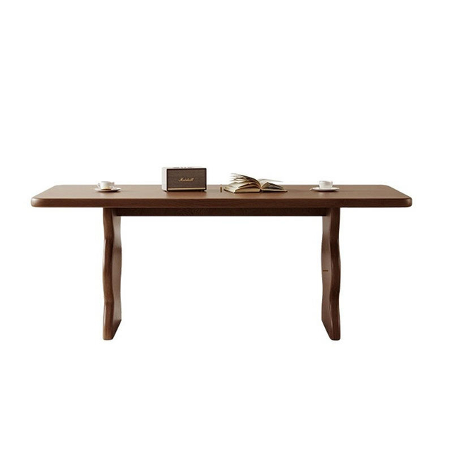 Mesa de jantar estilo retrô francês, casa retangular, madeira sólida, conjunto de cadeiras, mesa de jantar comercial