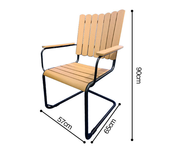 Mobília comercial ao ar livre cadeira de jantar e mesa conjunto metal quadro plástico cadeira de madeira jardim sillas pátio mesas