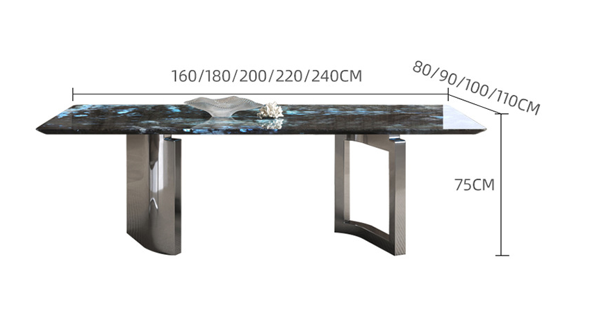 Luxo high-end jade mármore moda criativa perna de aço inoxidável mesa de jantar móveis de sala de jantar mesa de mármore